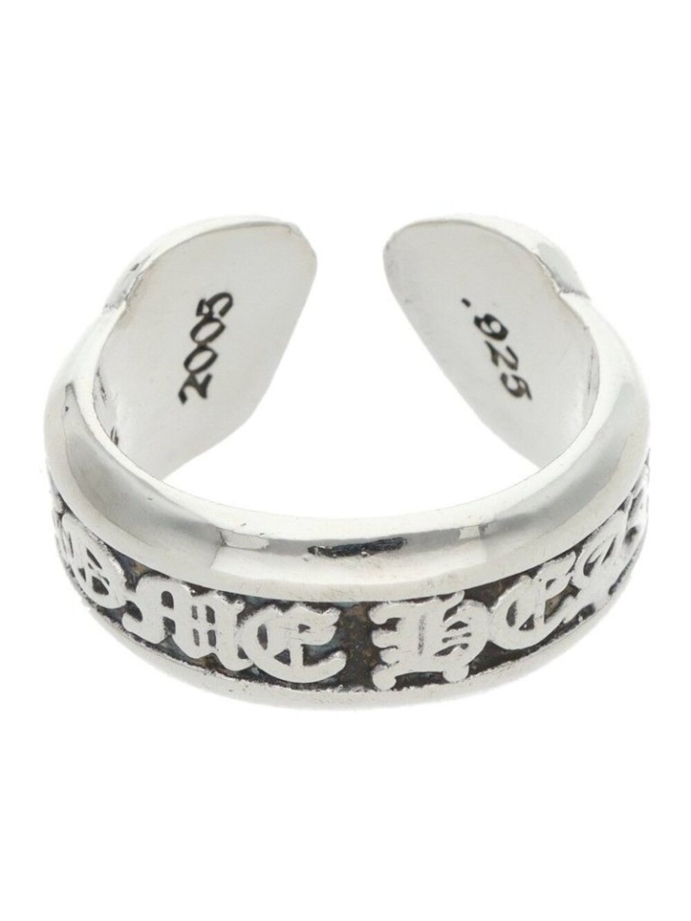 Chrome Hearts SM Scroll Label Small Silver Ring